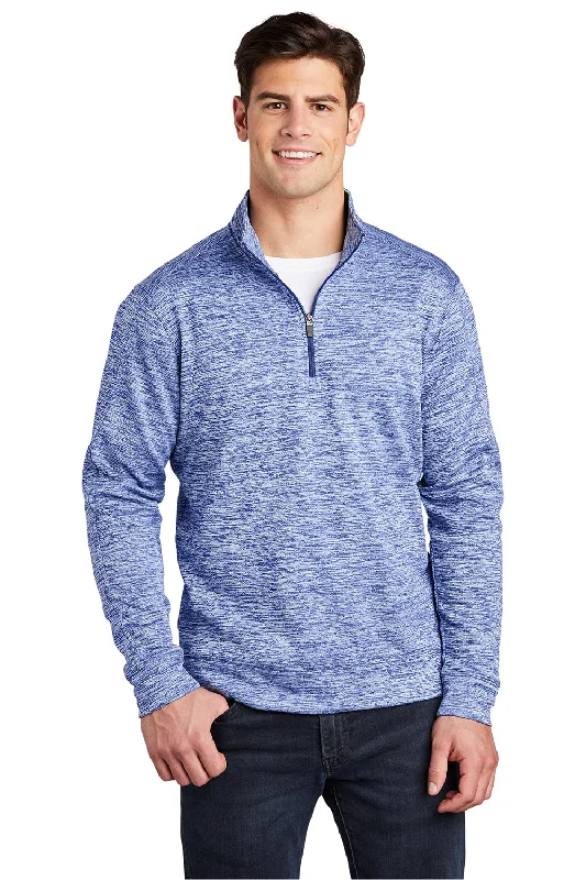 Sport-Tek Mens Electric Heather Moisture Wicking Fleece 1/4 Zip Sweatshirt - True Royal Blue Electric