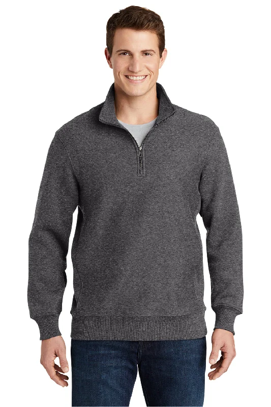 Sport-Tek Mens Fleece 1/4 Zip Sweatshirt - Heather Graphite Grey