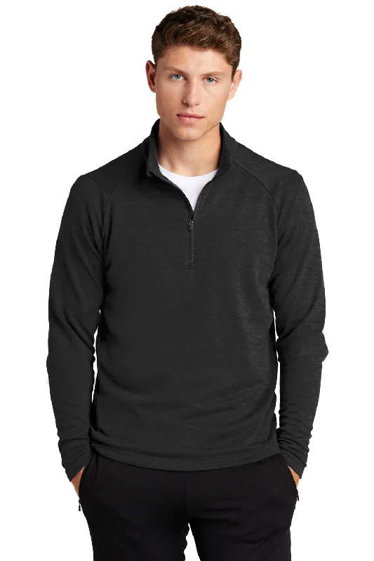 Sport-Tek Mens French Terry 1/4 Zip Sweatshirt - Heather Black