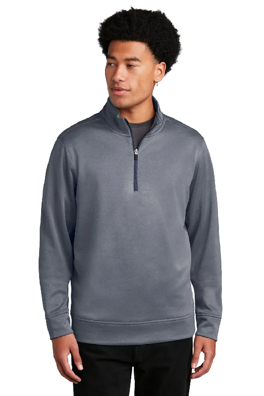 Sport-Tek Mens Heather Sport-Wick Moisture Wicking Fleece 1/4 Zip Sweatshirt - Heather True Navy Blue