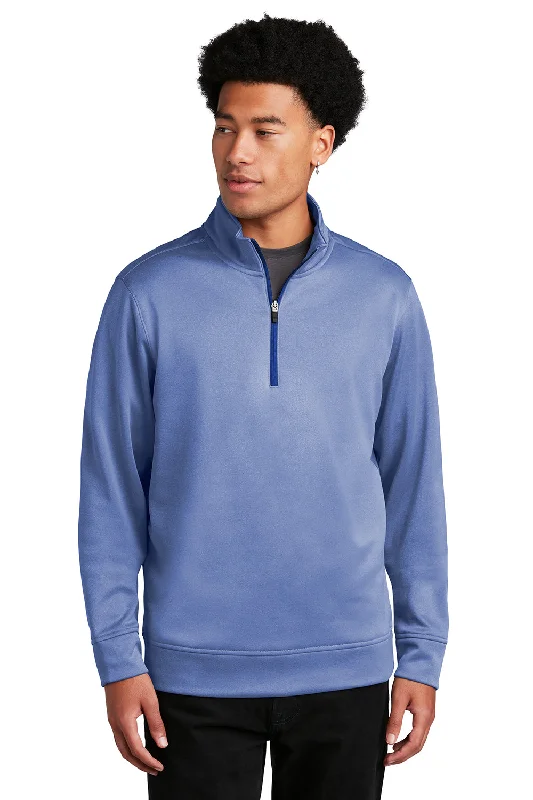 Sport-Tek Mens Heather Sport-Wick Moisture Wicking Fleece 1/4 Zip Sweatshirt - Heather True Royal Blue