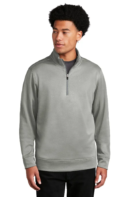 Sport-Tek Mens Heather Sport-Wick Moisture Wicking Fleece 1/4 Zip Sweatshirt - Heather Dark Silver Grey