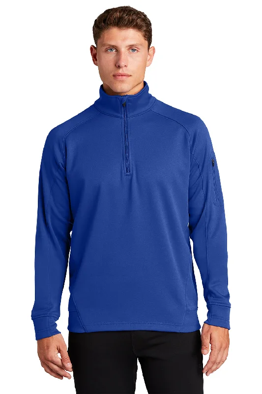 Sport-Tek Mens Tech Moisture Wicking Fleece 1/4 Zip Sweatshirt w/ Pocket - True Royal Blue