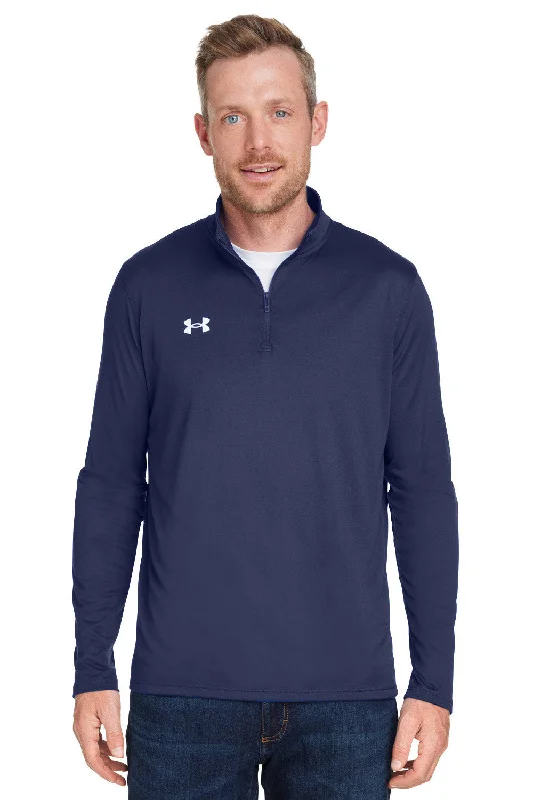 Under Armour Mens Team Tech Moisture Wicking 1/4 Zip Sweatshirt - Midnight Navy Blue