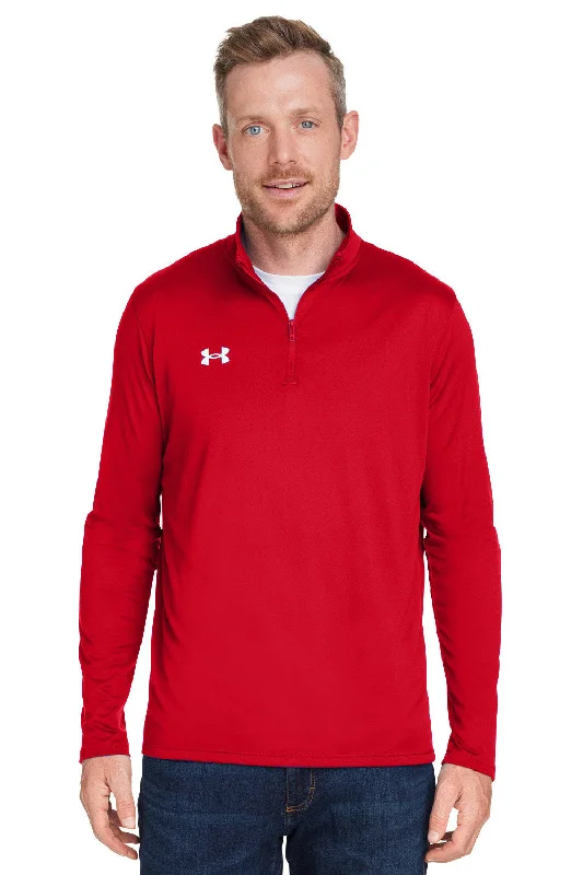 Under Armour Mens Team Tech Moisture Wicking 1/4 Zip Sweatshirt - Red